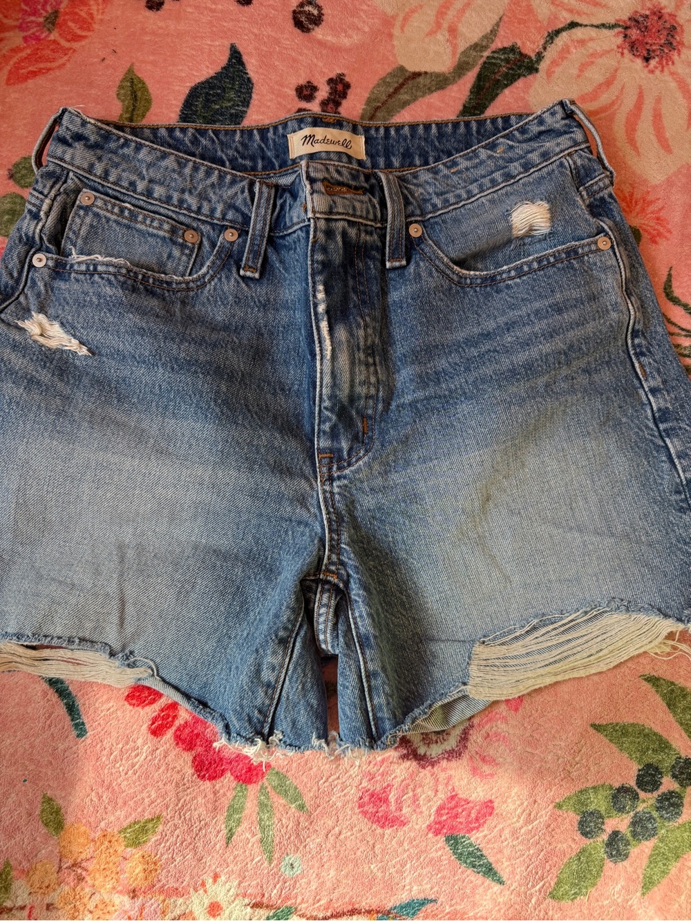 Madewell Faded Distressed Cutoff Jean Shorts - Light Blue